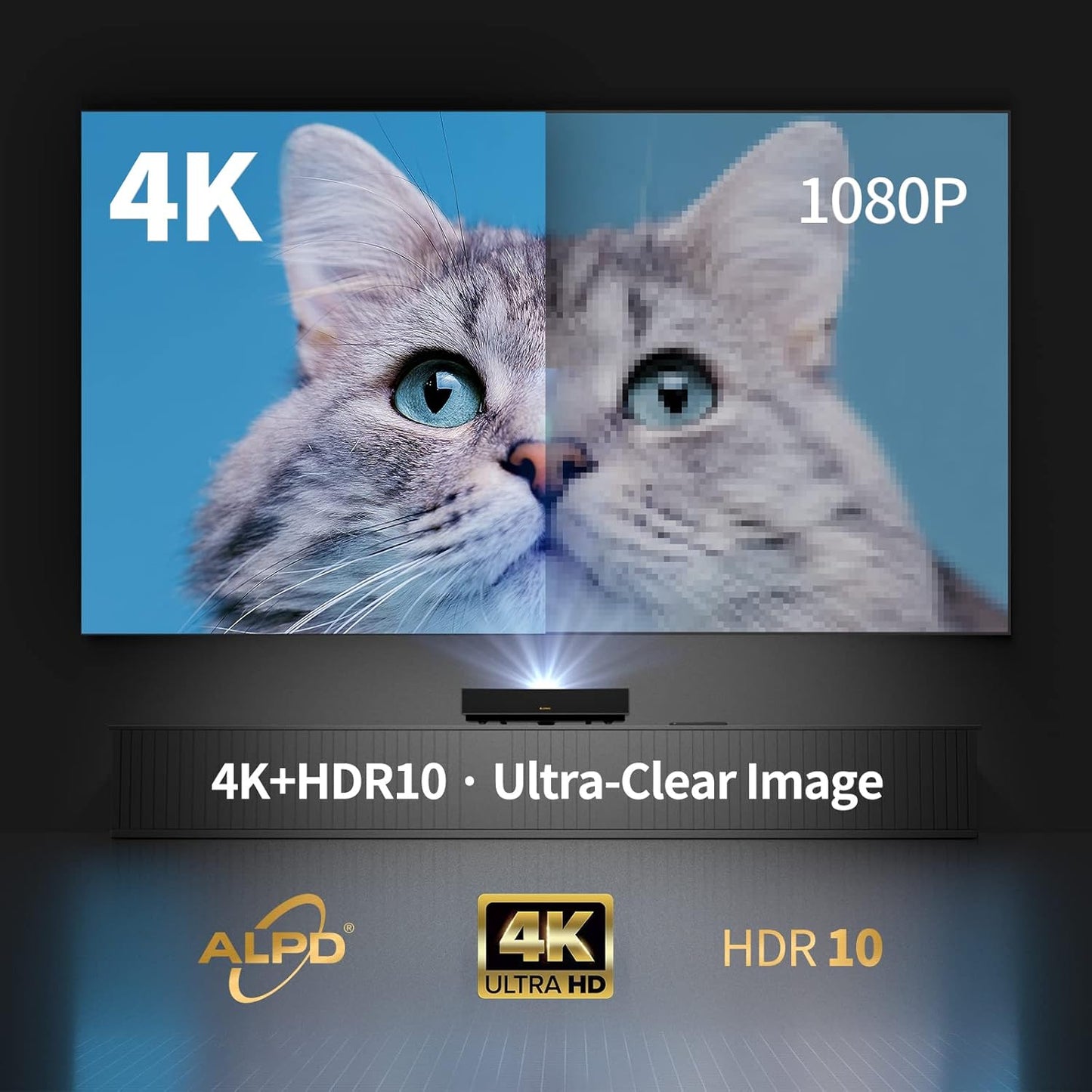 Nova 4K UHD Ultra Short Throw Projector, 150" ALPD Laser TV with Smart Android TV, HDR10 Home Theater, Dolby Audio DTS-HD, UST Projector for Movie, Wifi Bluetooth, Built in Google Assistant
