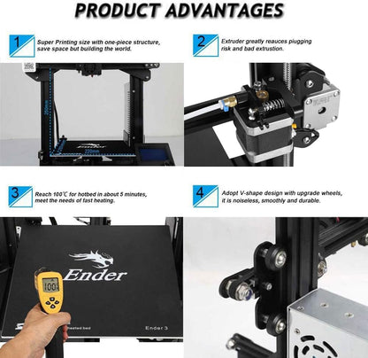 Official Creality Ender 3 3D Printer Fully Open Source with Resume Printing Function DIY Printers Build Volulme 8.66X8.66X9.84 Inch