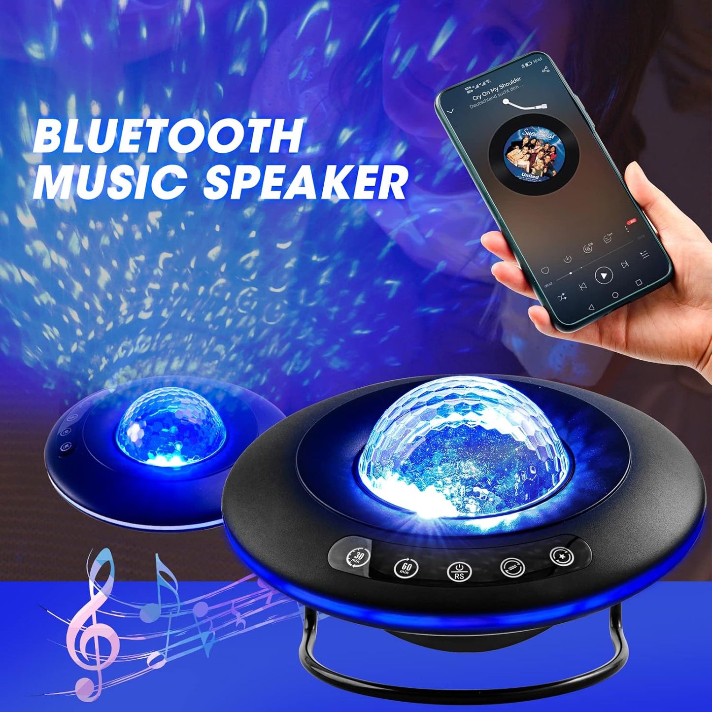 Star Projector, Galaxy Starry Projection Lamp, Bluetooth Speaker Aurora Lighting with Timer and Remote Control, LED Sky Night Light for Kids Bedroom, Gaming Decor, Home Theater, Ceiling