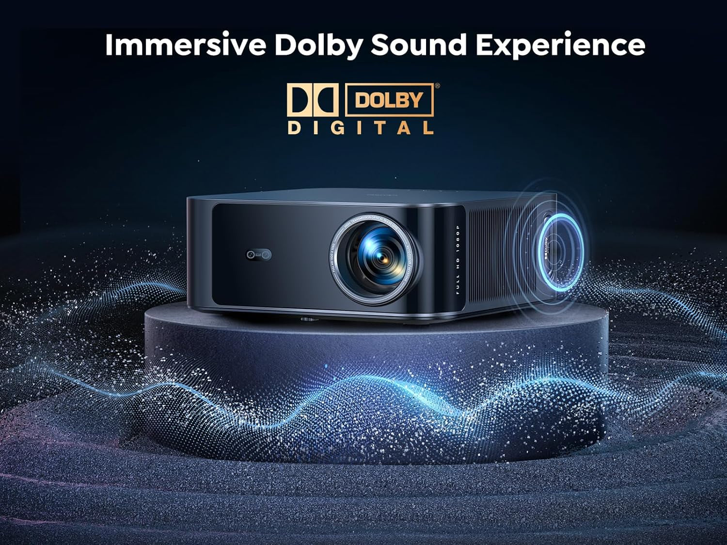 [1500 Ansi/Netflix-Licensed/36W Dolby Audio] Smart-Projector with Wifi 6 and 2-Way Bluetooth, Auto Focus & Keystone,  X9 4K Supported Outdoor Movie Projector, Gray