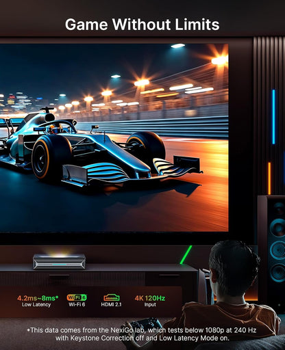 Aurora Pro MKII, 4K Tri-Color Laser UST Projector, 30000:1 Contrast Ratio, Dynamic Iris & Laser Dimming, 0.21:1 Throw Ratio, Dolby Vision & Atmos, HDR10+, 3D, 4.2Ms ~ 8Ms Low Latency