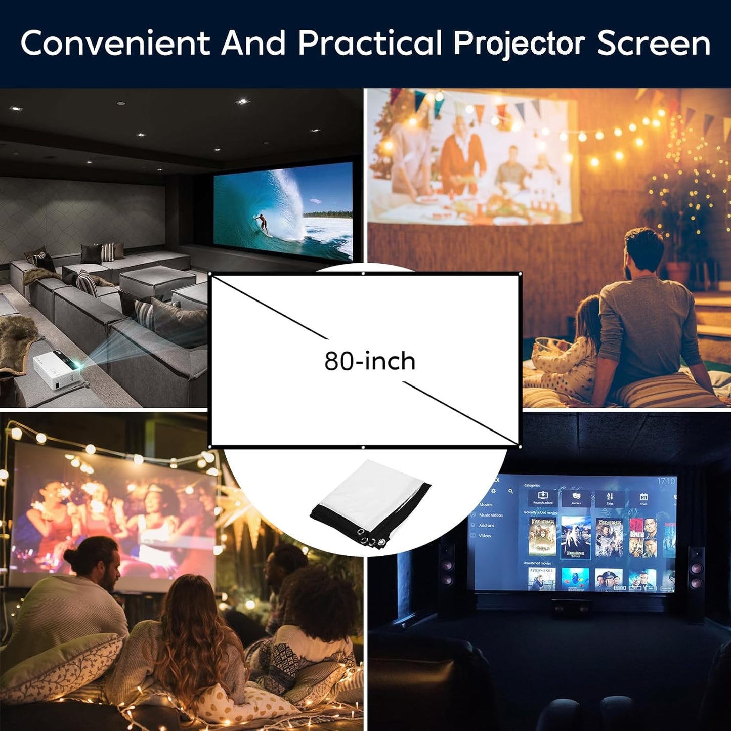 Mini Projector, Upgraded Bluetooth Projector with Screen, 1080P Full HD Portable Projector, Movie Projector Compatible with TV Stick Smartphone/Hdmi/Usb, Indoor & Outdoor Use