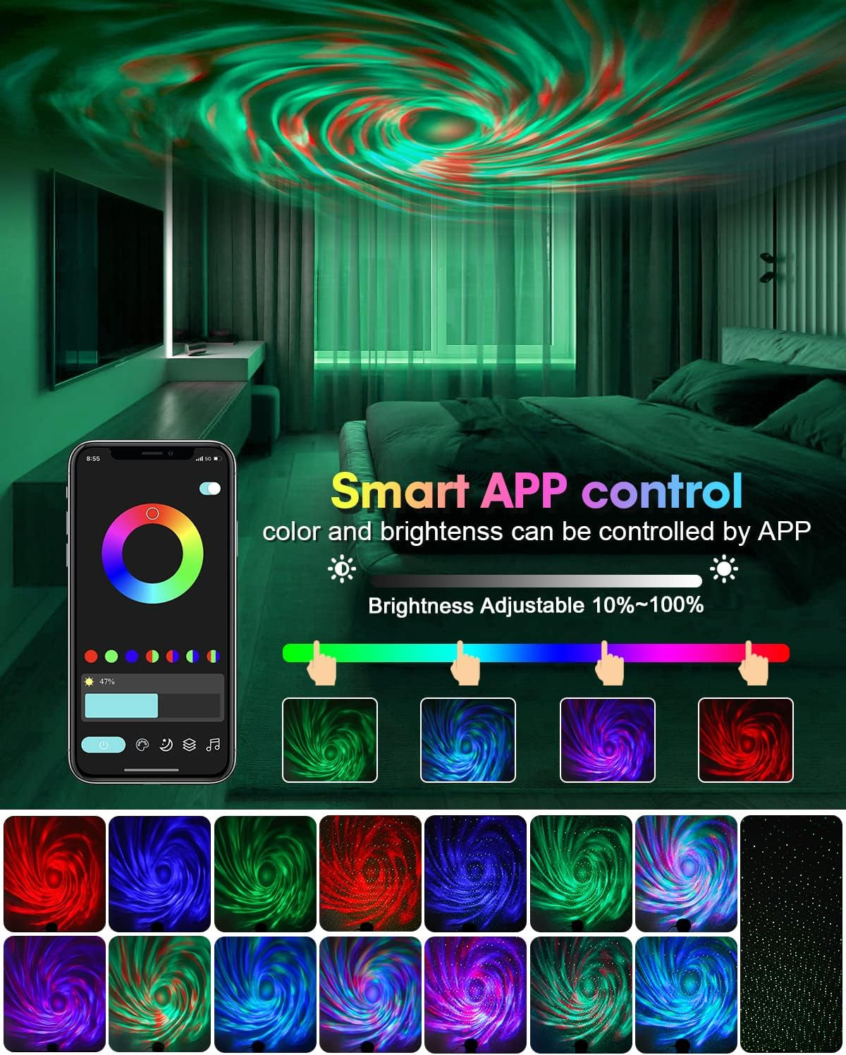 Star Projector Galaxy Light, Galaxy Projector for Bedroom with APP Remote Control, Timer - Night Light Projector for Kid Adult Aurora Light Projector