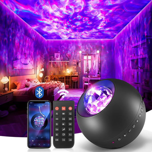 Galaxy Projector for Bedroom, 20Colors Galaxy Light Projector for Bedroom, 15White Noise Led Lights for Bedroom Lights, Hifi Bluetooth Speaker,Remote&Timer Ceiling Projector Room Lights for Kids Adult