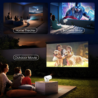 [Built-In App] Mini Projector 1080P FHD 4K Support Projector with Mouse Portable Projector with Wifi and Bluetooth 180° Adjustable Auto Keystone HDMI/TV Stick/Usb/Ps5/Laptop, with HDMI Cable & Mouse