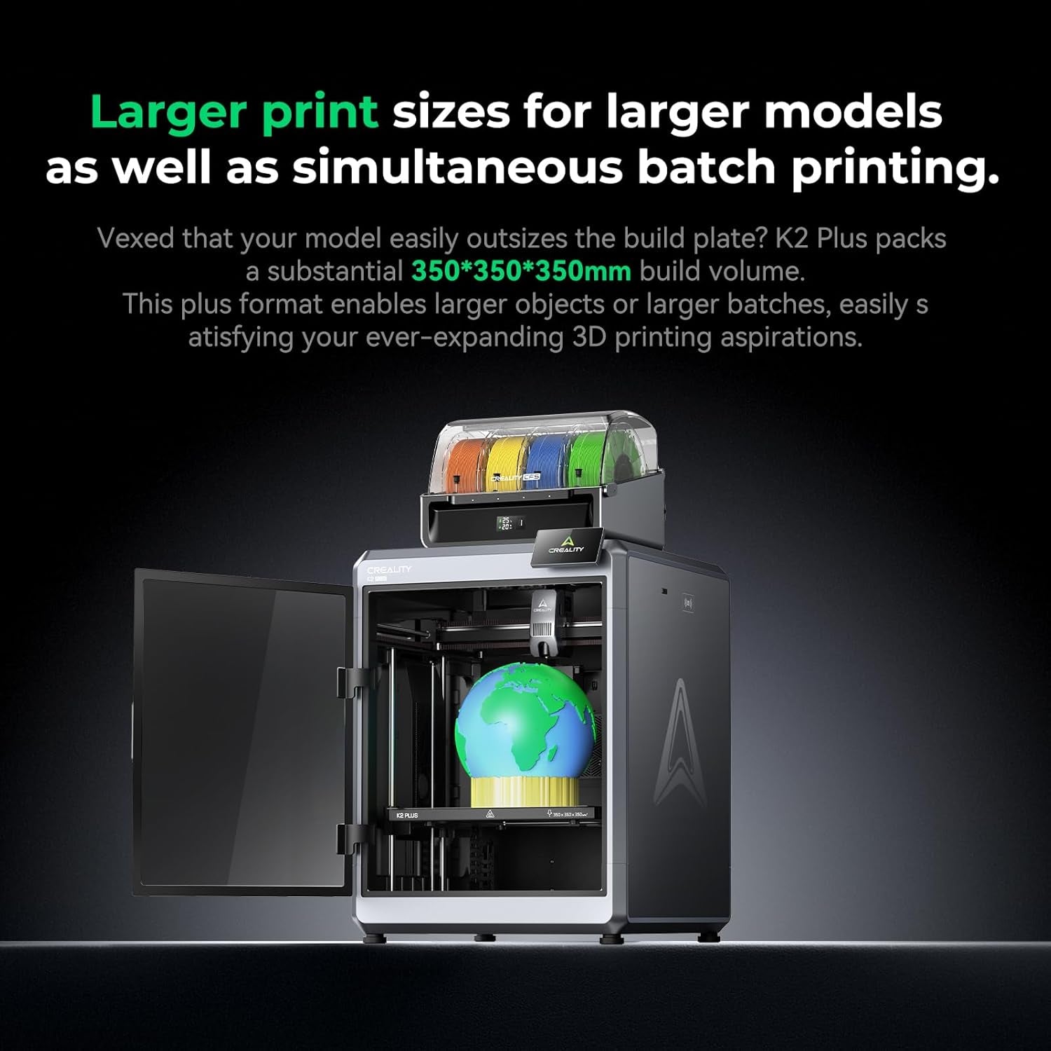 Official K2 plus Combo 3D Printer, Multi Color Printing with CFS 600Mm/S High-Speed Full Auto-Leveling Dual Al Camera Next-Gen Direct Drive Extruder Laiger Build Volume 13.78X13.78X13.78 Inch