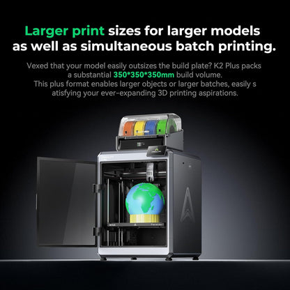 Official K2 plus Combo 3D Printer, Multi Color Printing with CFS 600Mm/S High-Speed Full Auto-Leveling Dual Al Camera Next-Gen Direct Drive Extruder Laiger Build Volume 13.78X13.78X13.78 Inch