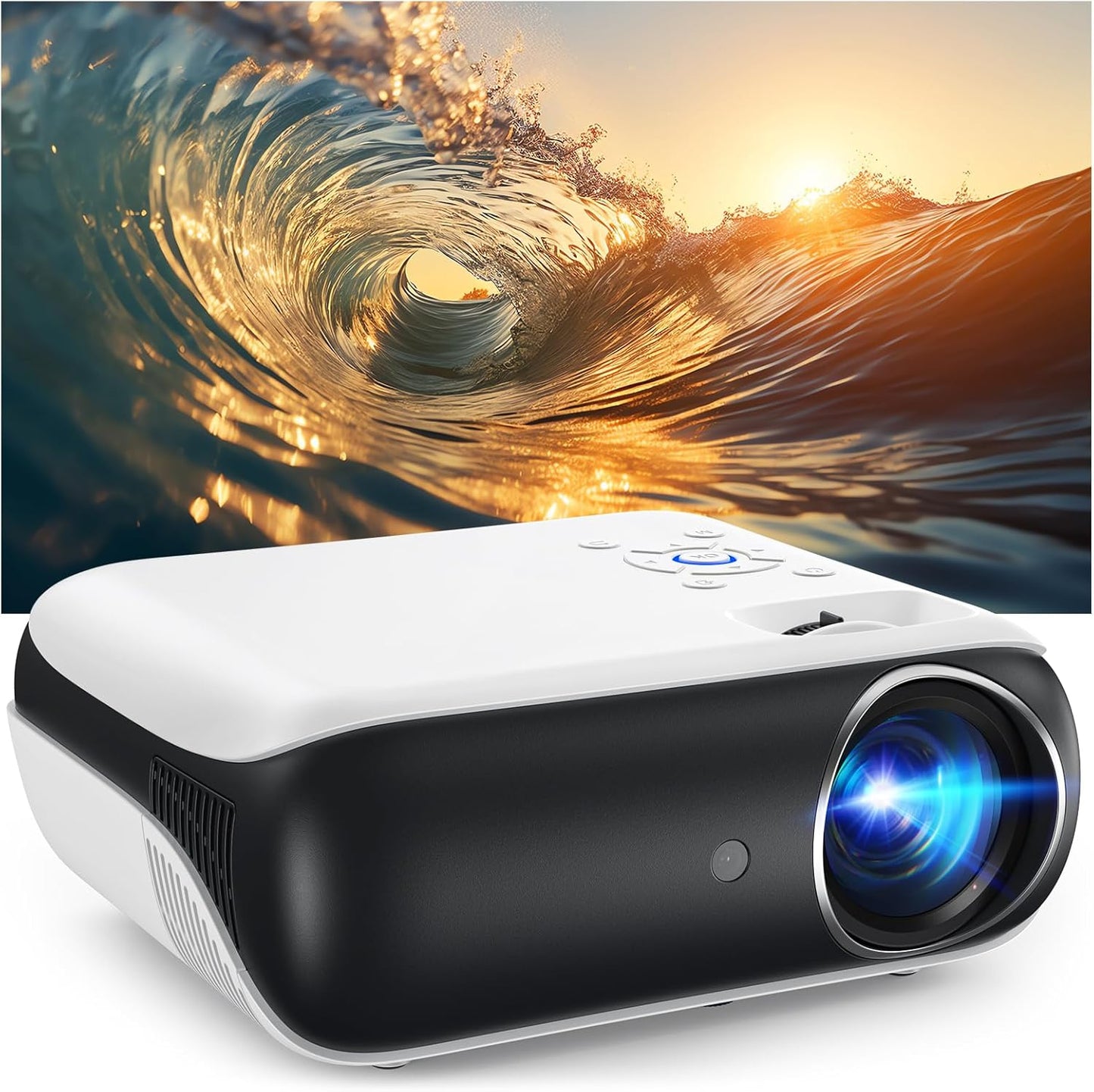 Projector, Native 1080P Bluetooth Projector, Portable Outdoor Movie Projector, Full HD Mini Projector with Speaker for Home Bedroom, Compatible with Smartphone,Hdmi,Usb,Av,Fire Stick,Ps5