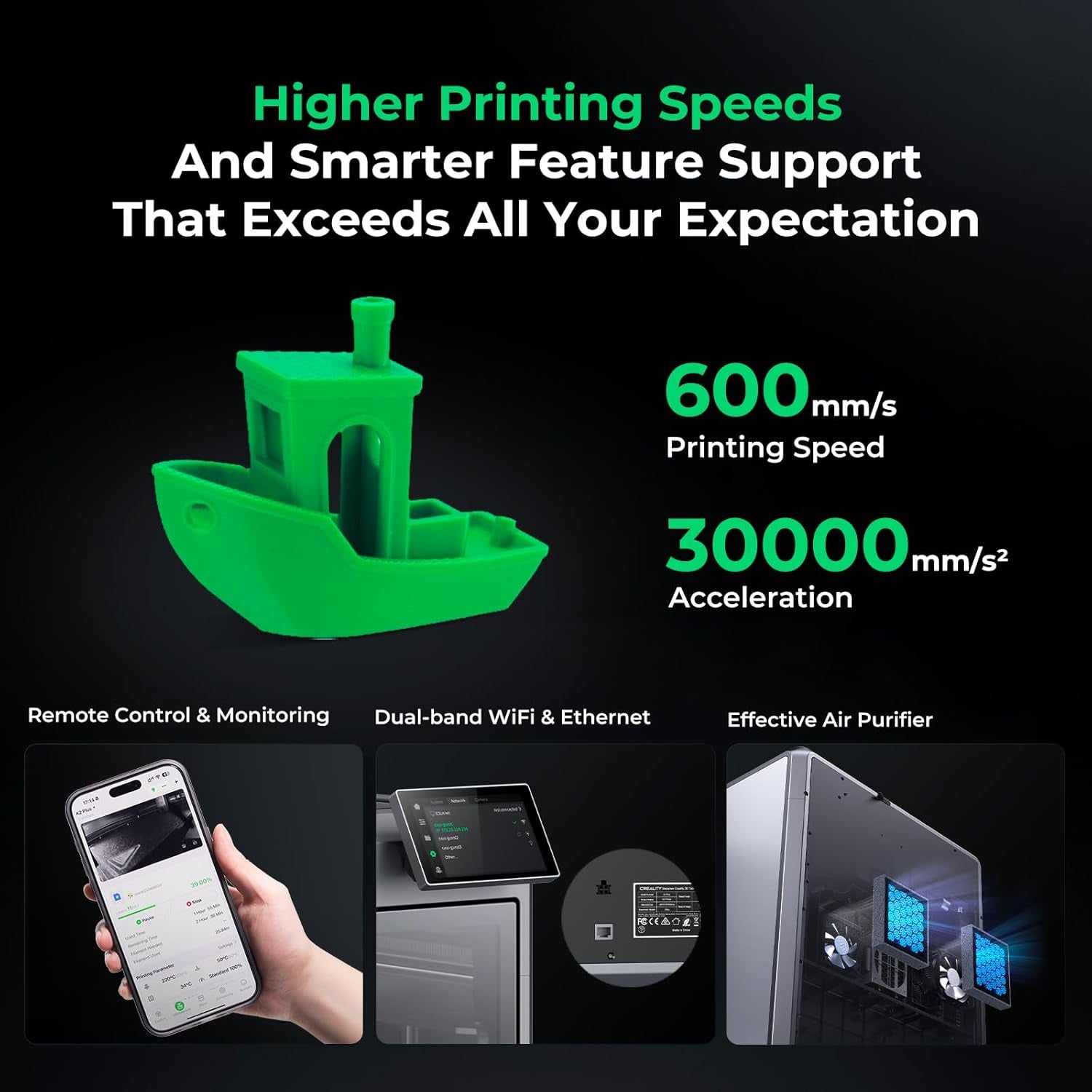 Official K2 plus Combo 3D Printer, Multi Color Printing with CFS 600Mm/S High-Speed Full Auto-Leveling Dual Al Camera Next-Gen Direct Drive Extruder Laiger Build Volume 13.78X13.78X13.78 Inch