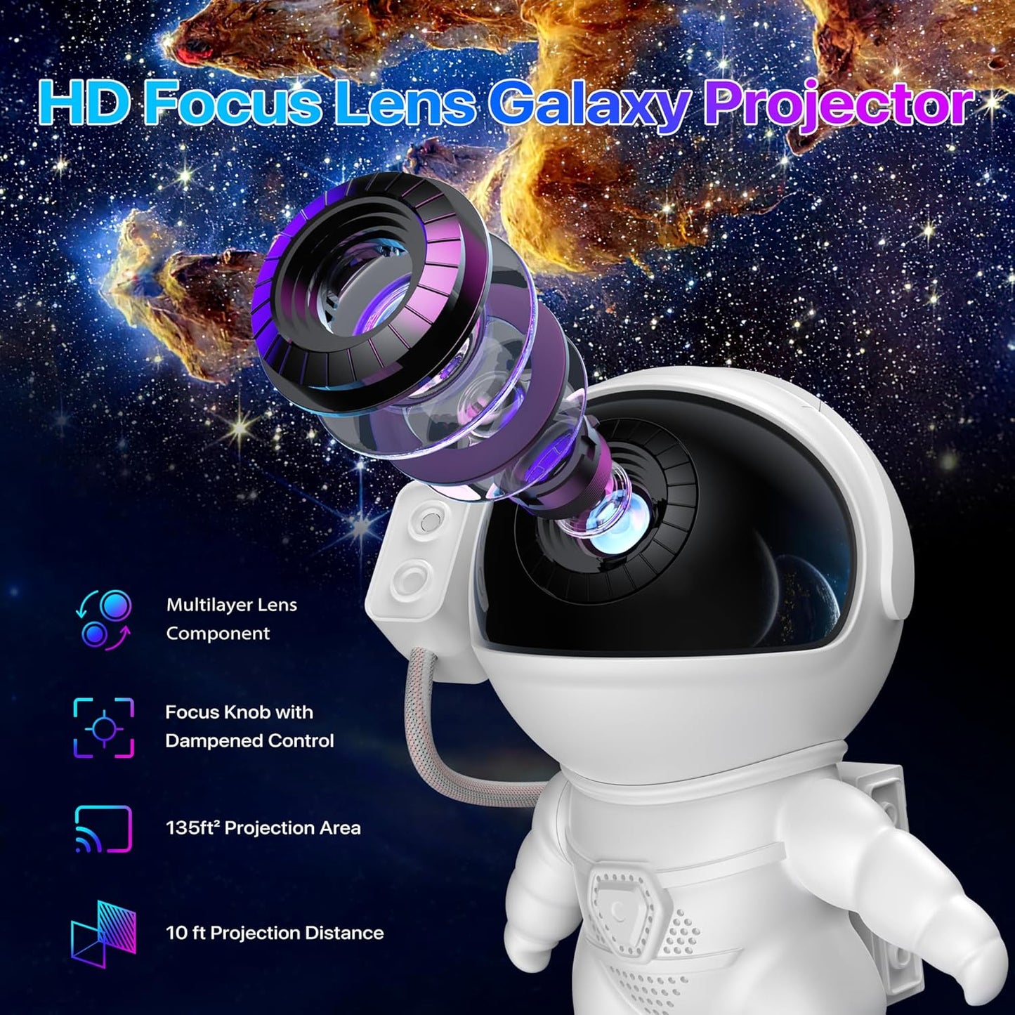 Galaxy Projector, 12 in 1 HD Planetarium Astronaut Galaxy Projector for Bedroom, Galaxy Star Night Light Projector for Kids Adults Gaming Room/Party/Home Décor